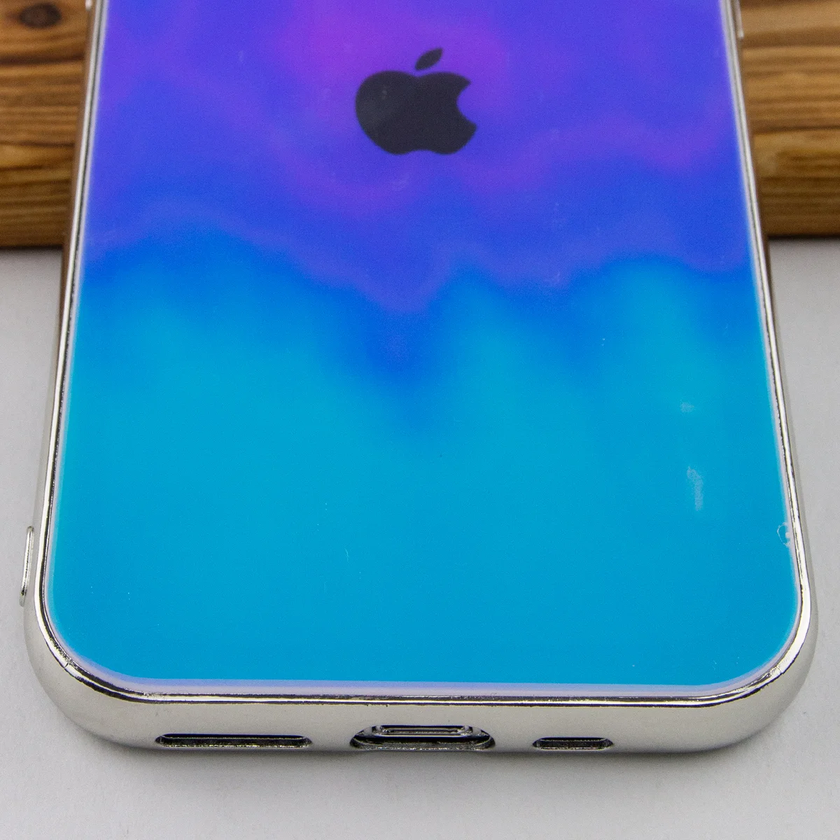 TPU + Glass чохол Gradient Rainbow з лого для Apple iPhone 11 Pro (5.8 ") Блакитний