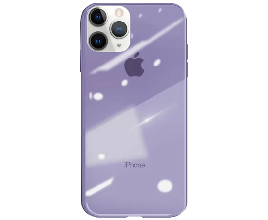 TPU+Glass чехол GLOSSY Logo series для Apple iPhone 11 Pro (5.8") Серый / Lavender Gray