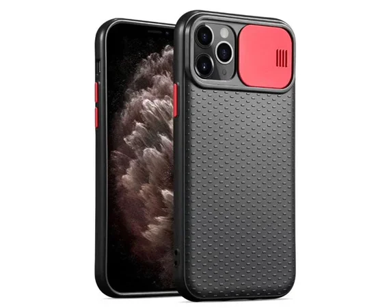 Чехол Camshield Black TPU со шторкой защищающей камеру для Apple iPhone 11 Pro (5.8") Черный / Красный
