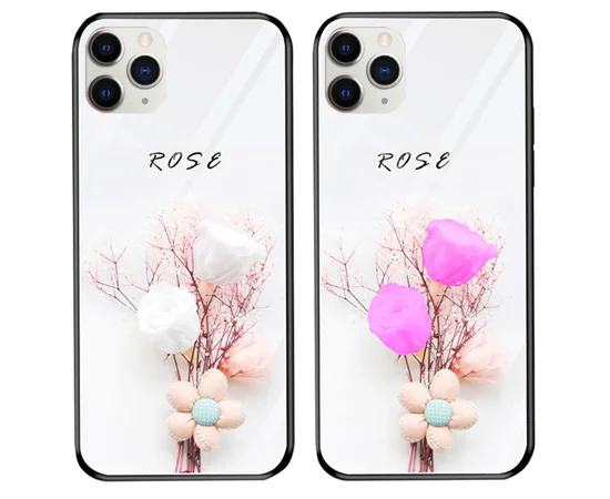 TPU+Glass чехол светящийся в темноте для Apple iPhone 11 Pro (5.8") Rose /Белый