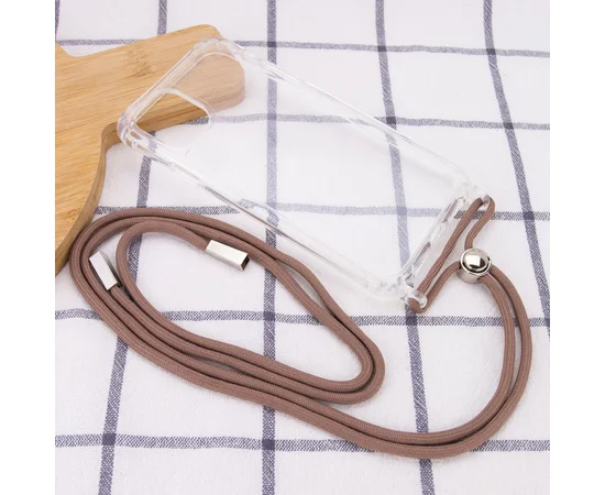 Чехол TPU Crossbody Transparent для Apple iPhone 11 Pro (5.8") Бледно-коричневый