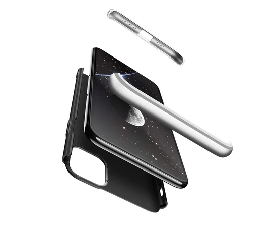 Пластиковая накладка GKK LikGus 360 градусов для Apple iPhone 11 Pro (5.8") Черный / Серебряный