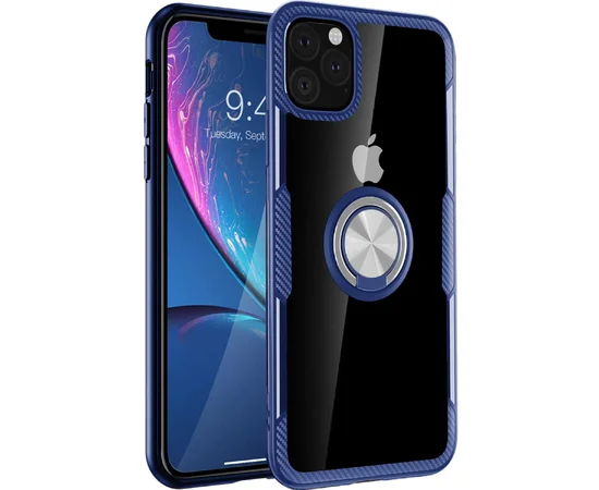 TPU+PC чехол Deen CrystalRing под магнитный держатель для Apple iPhone 11 Pro (5.8") Белый / Синий