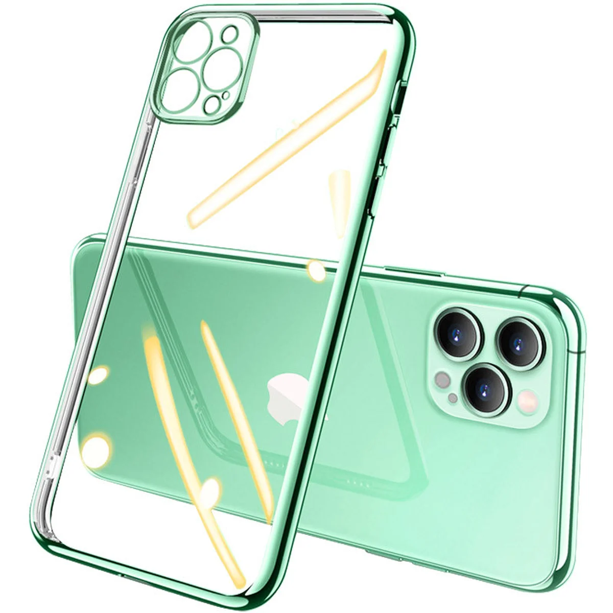 Прозрачный силиконовый чехол с глянцевой окантовкой Full Camera для Apple iPhone 11 Pro (5.8") Зеленый