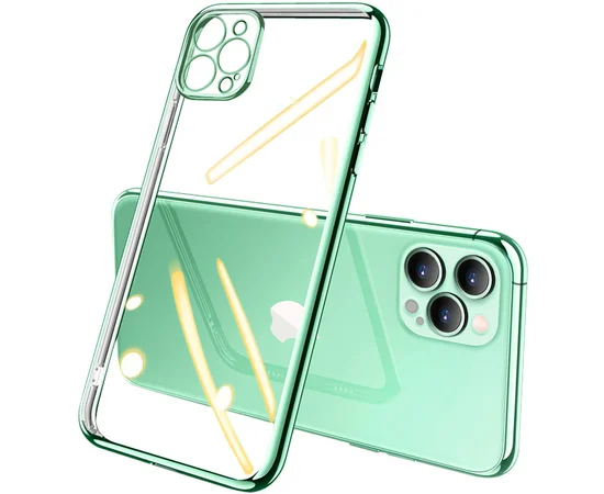 Прозрачный силиконовый чехол с глянцевой окантовкой Full Camera для Apple iPhone 11 Pro (5.8") Зеленый