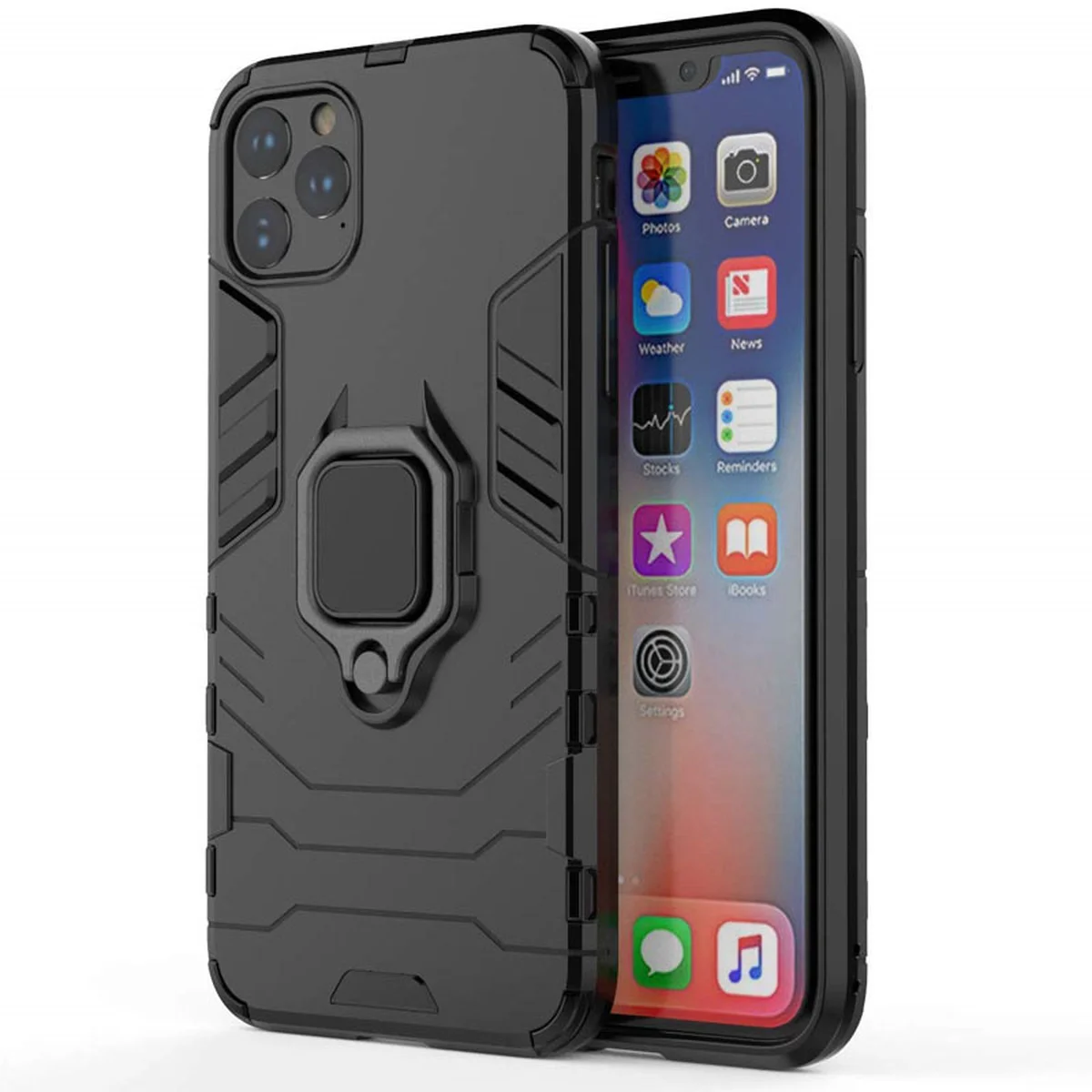 Ударопрочный чехол Transformer Ring for Magnet для Apple iPhone 11 Pro (5.8") Черный / Soul Black