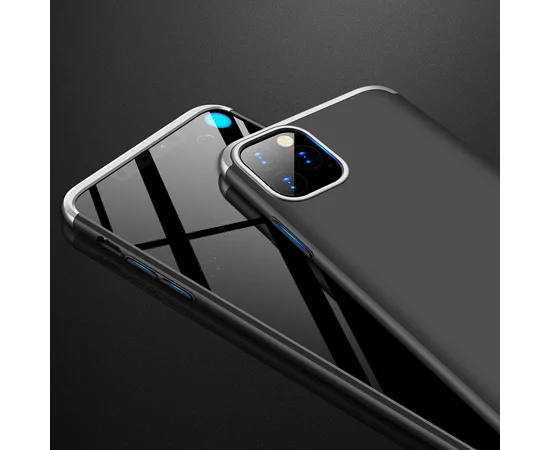 Пластиковая накладка GKK LikGus 360 градусов для Apple iPhone 11 Pro (5.8") Черный / Серебряный