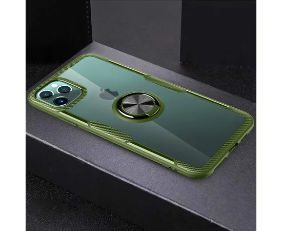 TPU+PC чехол Deen CrystalRing под магнитный держатель для Apple iPhone 11 Pro (5.8") Бесцветный / Оливковый