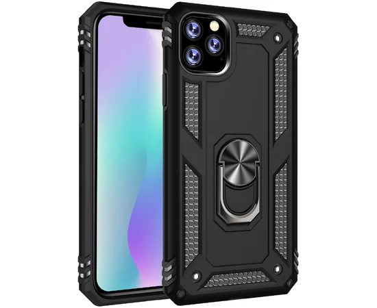Ударопрочный чехол Serge Ring магнитный держатель для Apple iPhone 11 Pro (5.8") Черный