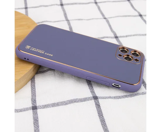 Кожаный чехол Xshield для Apple iPhone 11 Pro (5.8") Серый / Lavender Gray