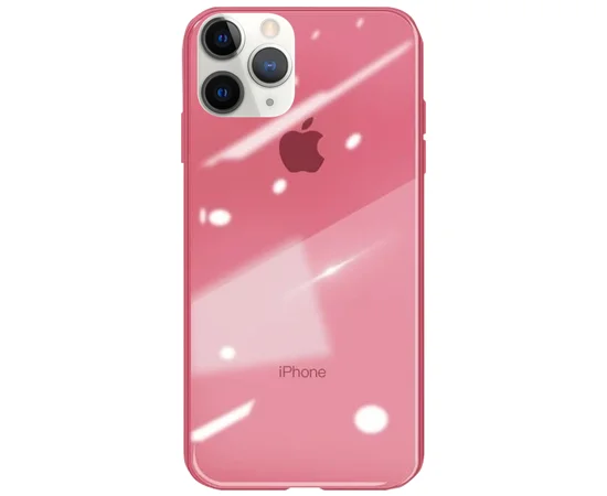 TPU+Glass чехол GLOSSY Logo series для Apple iPhone 11 Pro (5.8") Красный / Red orchid