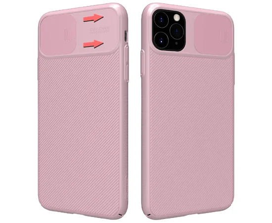 Карбоновая накладка Nillkin Camshield (со шторкой для камеры) для Apple iPhone 11 Pro (5.8") Розовый / Pink