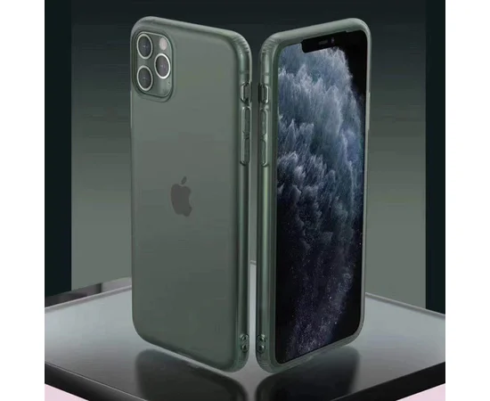 Силиконовый матовый полупрозрачный чехол для Apple iPhone 11 Pro (5.8") Зеленый / Pine green
