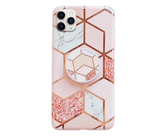 TPU Чехол Геометрия с держателем для телефона для Apple iPhone 11 Pro (5.8") Розовый