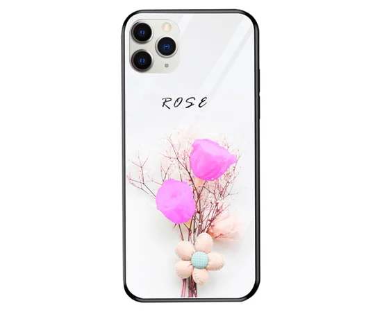 TPU+Glass чехол светящийся в темноте для Apple iPhone 11 Pro (5.8") Rose /Белый