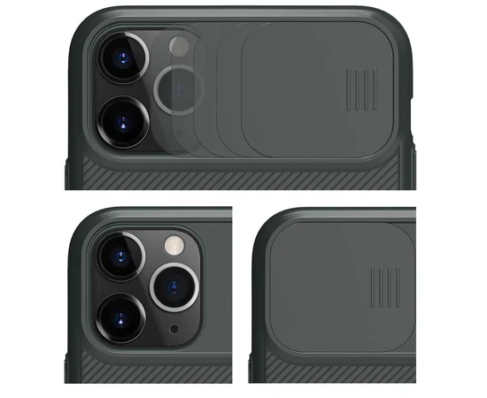 Карбоновая накладка Nillkin Camshield (шторка на камеру) для Apple iPhone 11 Pro (5.8") Зеленый / Dark Green