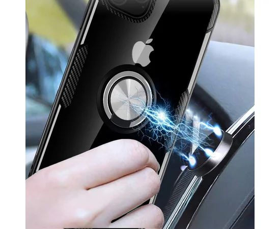TPU+PC чехол Deen CrystalRing под магнитный держатель (opp) для Apple iPhone 11 Pro (5.8") Бесцветный / Черный