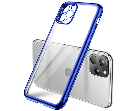 Прозрачный силиконовый чехол с глянцевой окантовкой Full Camera для Apple iPhone 11 Pro (5.8") Синий