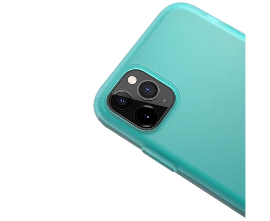 Силиконовый матовый полупрозрачный чехол для Apple iPhone 11 Pro (5.8") Голубой / Marine Green