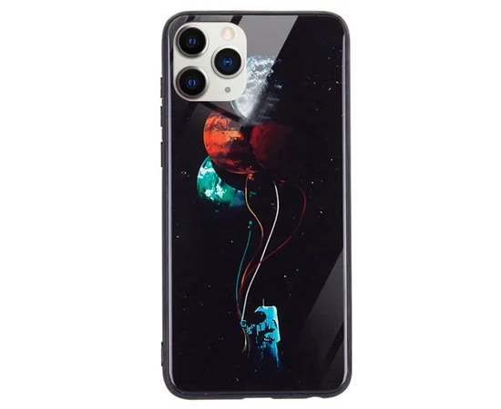 TPU+Glass чехол светящийся в темноте для Apple iPhone 11 Pro (5.8") Космос / Черный