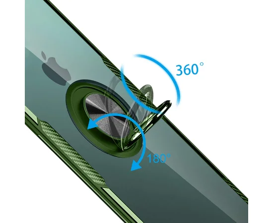 TPU+PC чехол Deen CrystalRing под магнитный держатель для Apple iPhone 11 Pro (5.8") Бесцветный / Оливковый