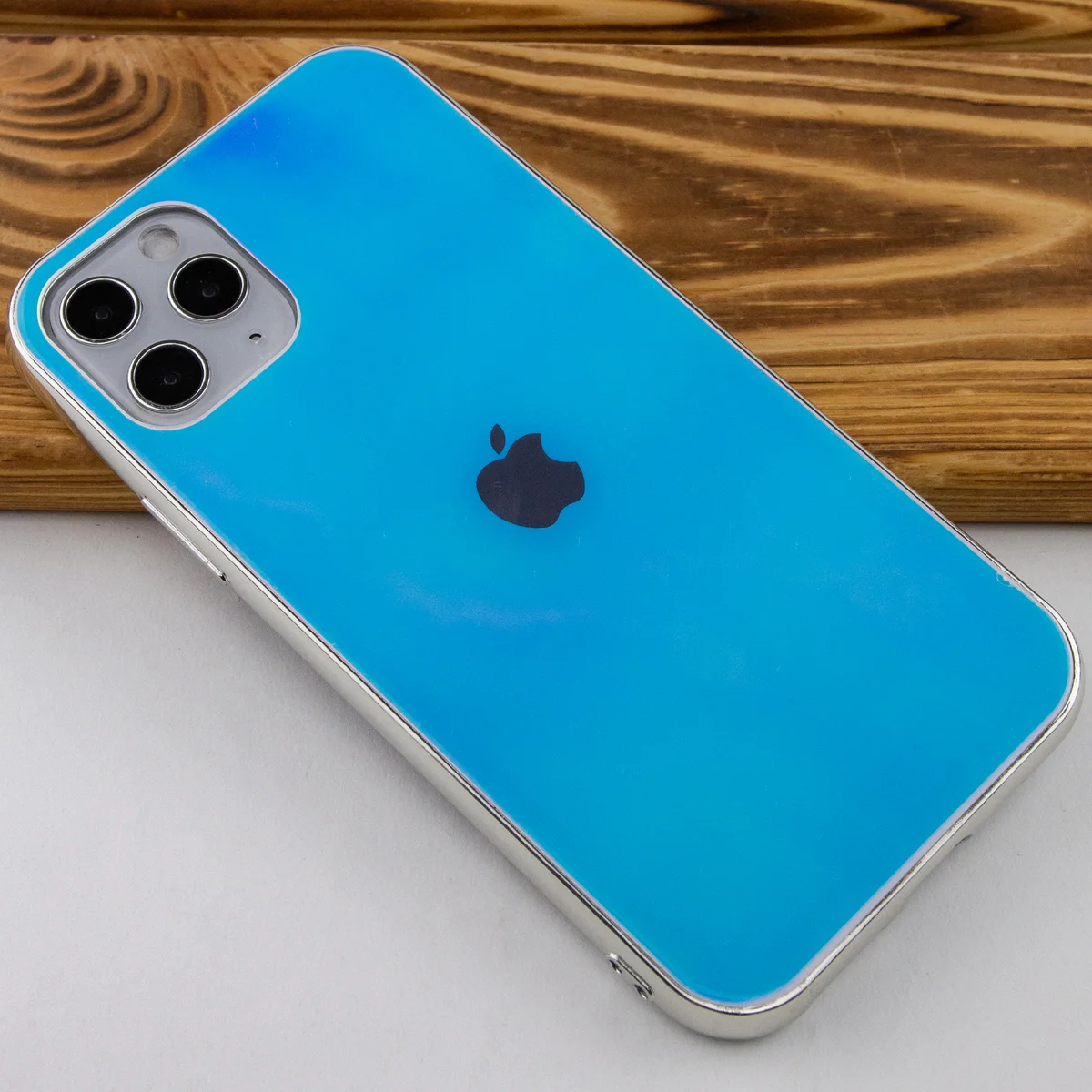 TPU + Glass чохол Gradient Rainbow з лого для Apple iPhone 11 Pro (5.8 ") Блакитний