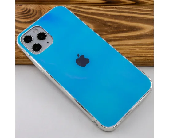 TPU+Glass чехол Gradient Rainbow с лого для Apple iPhone 11 Pro (5.8") Голубой