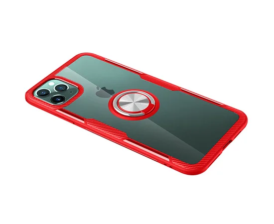 TPU+PC чехол Deen CrystalRing for Magnet (opp) для Apple iPhone 11 Pro (5.8") Бесцветный / Красный