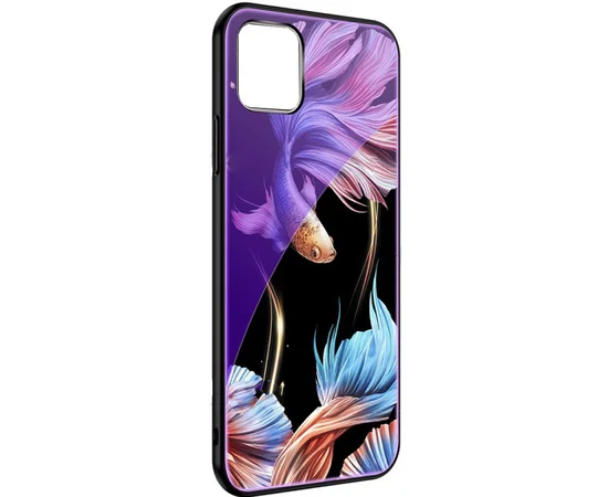 TPU+Glass чехол светящийся в темноте для Apple iPhone 11 Pro (5.8") Рыбка / Фиолетовый