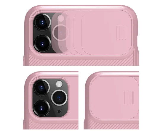 Карбоновая накладка Nillkin Camshield (со шторкой для камеры) для Apple iPhone 11 Pro (5.8") Розовый / Pink