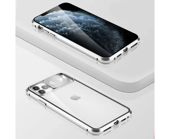 Чехол Camshield 360 Metall+Glass со шторкой для камеры для Apple iPhone 11 Pro (5.8") Серебряный