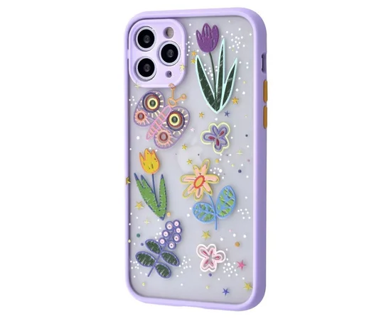 TPU+PC чехол Picture Color Buttons для Apple iPhone 11 Pro (5.8") Сиреневый / Бабочка