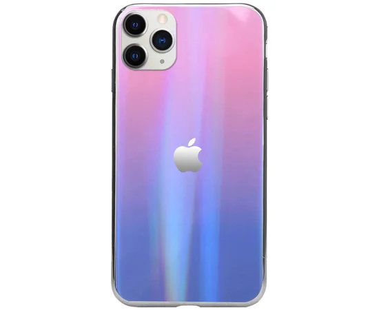 TPU+Glass чехол Gradient Aurora с лого для Apple iPhone 11 Pro (5.8") Розовый / Сиреневый
