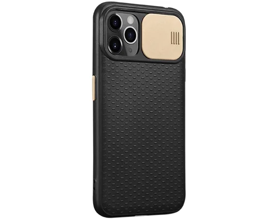 Чехол Camshield Black TPU со шторкой защищающей камеру для Apple iPhone 11 Pro (5.8") Черный / Золотой