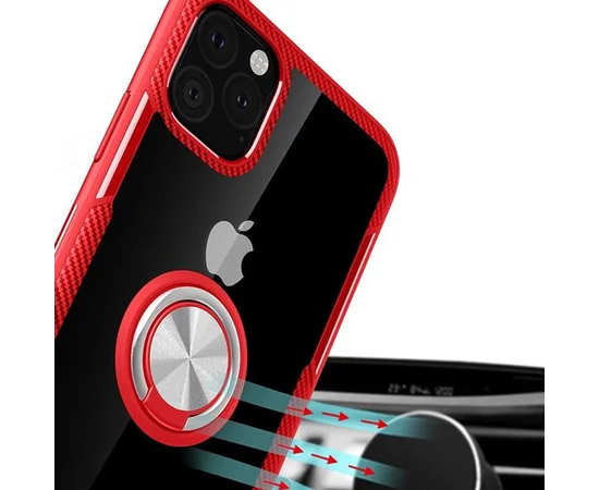 TPU+PC чехол Deen CrystalRing for Magnet (opp) для Apple iPhone 11 Pro (5.8") Бесцветный / Красный