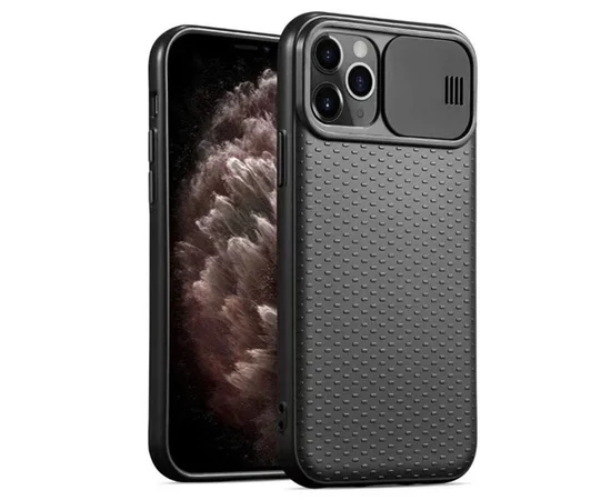 Чехол Camshield Black TPU со шторкой защищающей камеру для Apple iPhone 11 Pro (5.8") Черный / Черный