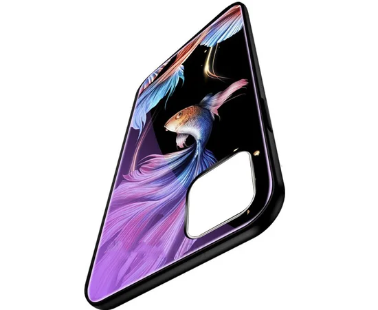 TPU+Glass чехол светящийся в темноте для Apple iPhone 11 Pro (5.8") Рыбка / Фиолетовый