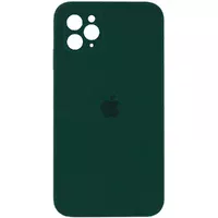 Чехол Silicone Case Square Full Camera Protective (AA) для Apple iPhone 11 Pro (5.8") Зеленый / Dark green