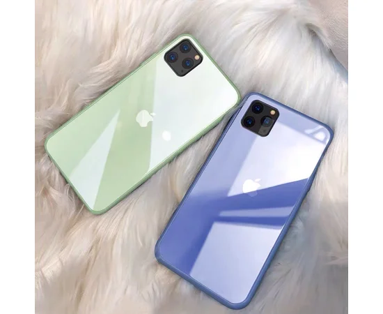 TPU+Glass чехол GLOSSY Logo series для Apple iPhone 11 Pro (5.8") Салатовый / Light green