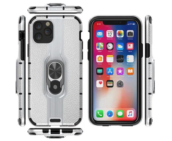 Ударопрочный чехол Transformer Alita под магнитный держатель для Apple iPhone 11 Pro (5.8") Серебряный