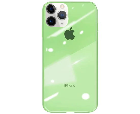 TPU+Glass чехол GLOSSY Logo series для Apple iPhone 11 Pro (5.8") Салатовый / Light green