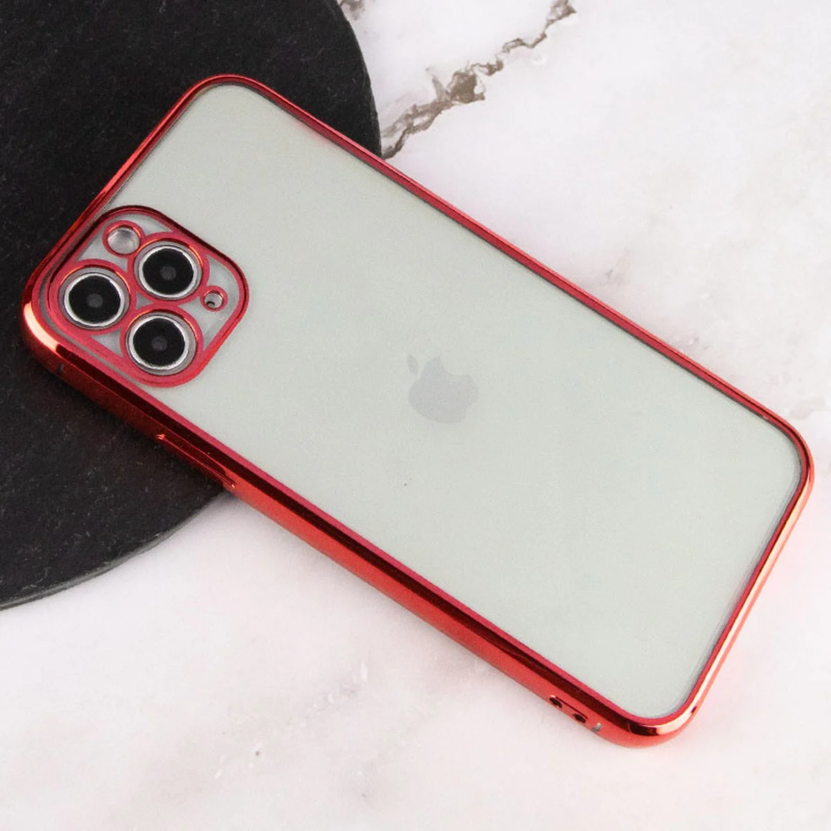 Прозрачный силиконовый чехол с глянцевой окантовкой Full Camera для Apple iPhone 11 Pro (5.8") Красный