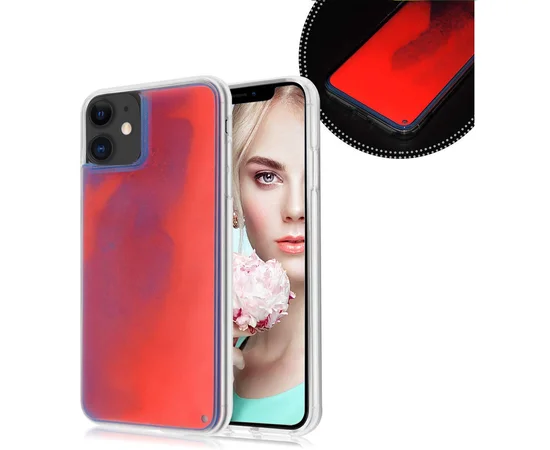 Неоновый чехол Neon Sand glow in the dark для Apple iPhone 11 (6.1") Фиолетовый / Оранжевый