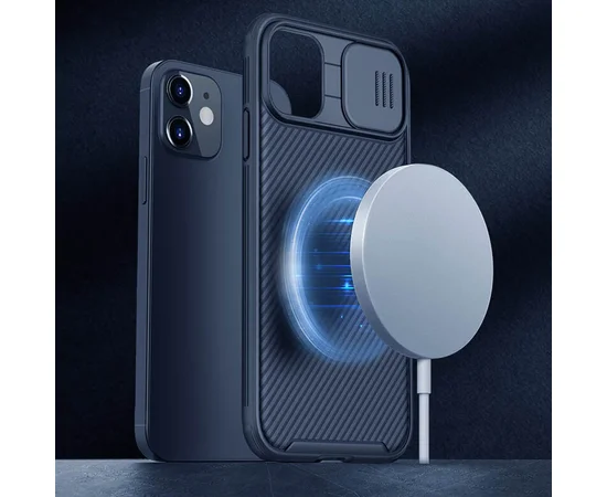 Карбоновая накладка Nillkin CamShield Pro Magnetic для Apple iPhone 11 (6.1") Синий