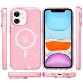 Чехол TPU Galaxy Sparkle (MagFit) для Apple iPhone 11 (6.1") Pink+Glitter