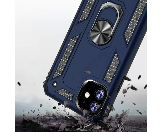 Ударопрочный чехол Serge Ring магнитный держатель для Apple iPhone 11 (6.1") Темно-синий