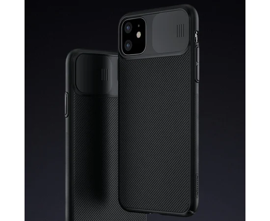 Карбоновая накладка Nillkin Camshield (шторка на камеру) для Apple iPhone 11 (6.1") Черный / Black