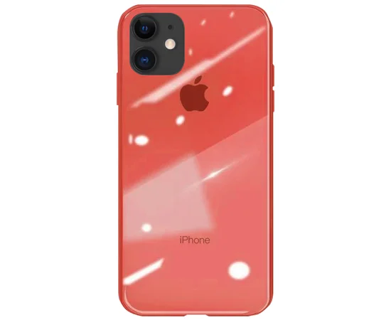 TPU+Glass чехол GLOSSY Logo series для Apple iPhone 11 (6.1") Красный / Red
