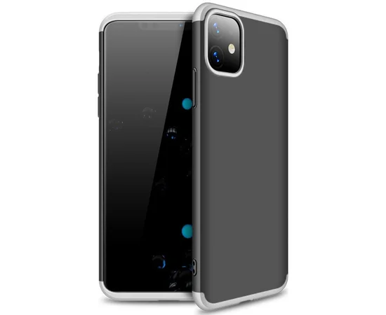 Пластиковая накладка GKK LikGus 360 градусов (opp) для Apple iPhone 11 (6.1") Черный / Серебряный