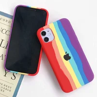 Чехол Silicone case Full Rainbow для Apple iPhone 11 (6.1") Красный / Фиолетовый